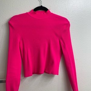 Zara Hot pink turtle neck crop top medium
